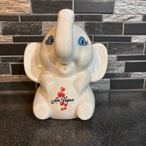 White Elephant Piggy Bank with Red Hearts/ Las Vegas